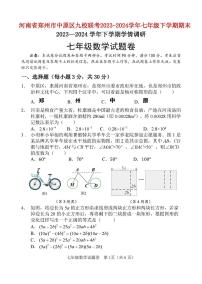 河南省郑州市中原区九校联考2023-2024学年七年级下学期期末数学试题（含答案）