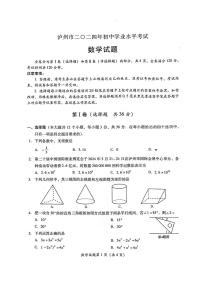 2024年四川省泸州市中考数学试题(PDF版，含答案)