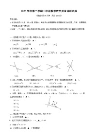 上海市长宁区2023-2024学年七年级下学期6月期末考试数学试题