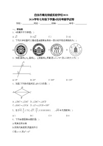 自贡市蜀光绿盛实验学校2023-2024学年七年级下学期4月月考数学试卷(含答案)