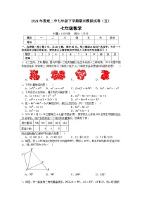 湖南省娄底市第二中学2023--2024学年七年级下学期期末模拟数学试卷（五）