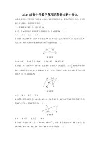 2024成都中考数学复习逆袭卷诊断小卷九 (含详细解析)