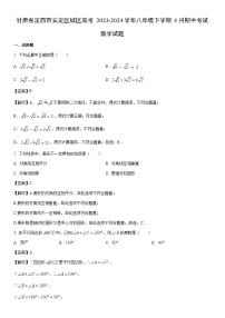 [数学]甘肃省定西市安定区城区联考2023-2024学年八年级下学期4月期中考试试题（解析版）