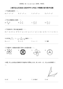 [数学]上海市金山区2023-2024数学年七年级上学期期末联考数学试题