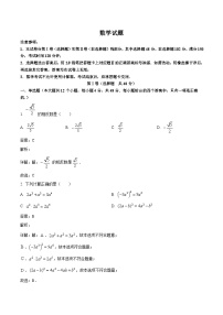 山东省泰安市东平县2024届九年级下学期中考一模数学试卷(含解析)