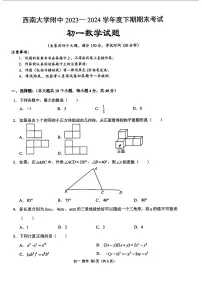 重庆市北碚区西南大学附属中学校2023－2024学年七年级下学期期末考试数学试题