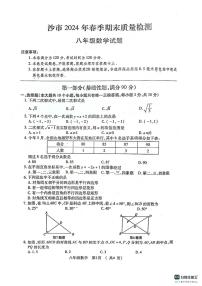 湖北省荆州市沙市区2023-2024学年八年级下学期期末数学试卷