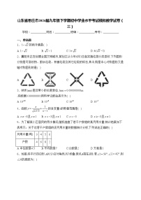 山东省枣庄市2024届九年级下学期初中学业水平考试模拟数学试卷（三）(含答案)