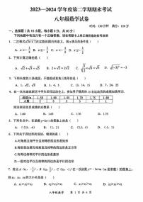 湖北省武汉市东湖高新区2023-2024学年+下学期八年级期末数学试卷