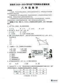 湖北省孝感市安陆市2023-2024学年八年级下学期期末质量检测数学试题