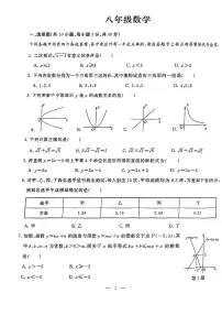 湖北省武汉市江岸区2023-2024学年八年级下学期期末考试数学试卷