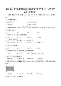 2023-2024学年山东省烟台市开发区实验中学八年级（下）月考数学试卷（五四学制）（含答案）