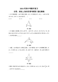 2024河南中考数学复习 全等、相似三角形的常考模型 强化精练 (含答案)