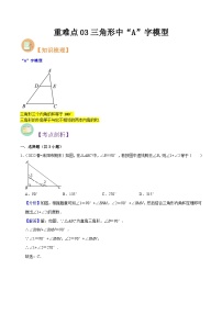 第15讲 重难点03三角形中“A”字模型--人教版初中七年级（七升八）数学暑假衔接（教师版+学生版）讲义