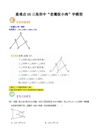 第17讲 重难点05三角形中“老鹰捉小鸡”字模型-人教版初中七年级（七升八）数学暑假衔接（教师版+学生版）讲义