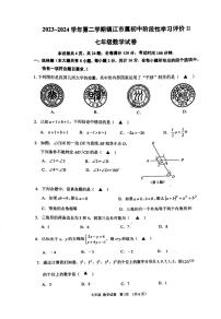 江苏省镇江市2023-2024学年七年级下学期期末测试数学试卷