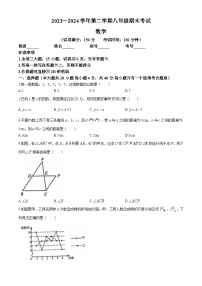 福建省厦门市第二外国语学校2023-2024学年八年级下学期期末数学试题(无答案)