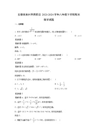 [数学]安徽省池州市青阳县2023-2024学年八年级下学期期末试题(解析版)