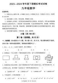 2024年四川省成都市成华区九年级中考二诊模拟考试数学试题 （含答案）