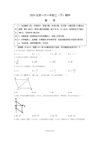 [数学][期中]2024北京一六一中初二下学期期中数学试卷及答案