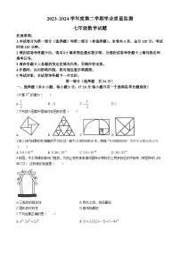 陕西省铜川市耀州区2023-2024学年七年级下学期期末数学试题(无答案)