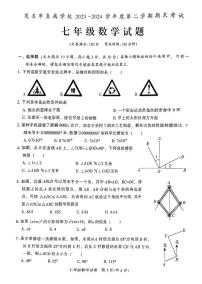 广东省茂名市直属学校2024年七年级下学期期末考试数学试卷+答案