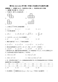 浙江省宁波市鄞州区2023-2024学年八年级下学期期末数学试题