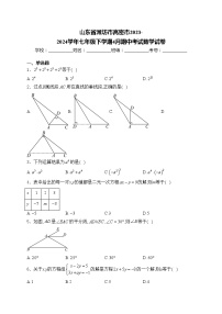 山东省潍坊市高密市2023-2024学年七年级下学期4月期中考试数学试卷(含答案)