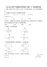 2023-2024学年广东省惠州市仲恺区八年级（下）期末数学试卷（含答案）