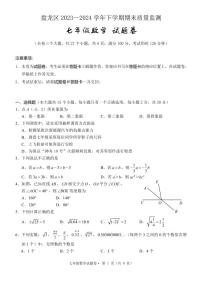 云南省昆明市盘龙区 2023-2024年下学期期末学业质量监测七年级数学试卷