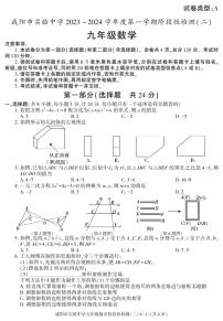陕西省咸阳市实验中学2024届九年级上学期阶段性检测（二）数学试卷(PDF版、含答案)