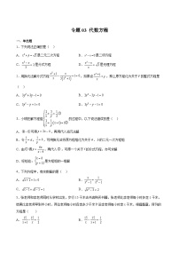 沪教版八年级数学下册期中期末满分冲刺卷专题03代数方程(原卷版+解析)