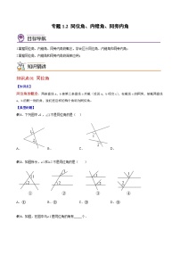 浙教版七年级下册1.2同位角、内错角、同旁内角随堂练习题