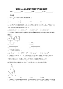 安徽省2024届九年级下学期中考四模数学试卷(含答案)