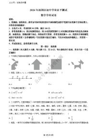 2024年广东省深圳市中考数学试题（原卷版）