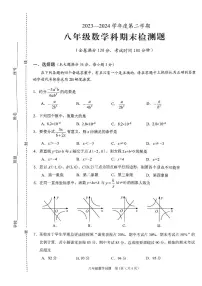 海南省海口市2023-2024学年八年级下学期期末数学试卷
