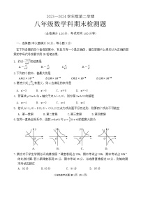 海南省海口市2023-2024学年八年级下学期期末数学试卷