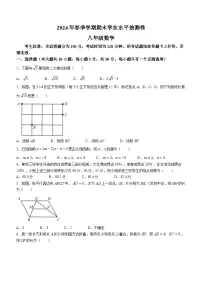 甘肃省陇南市康县2023-2024学年八年级下学期期末数学试题(无答案)