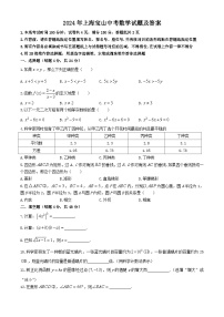 2024年上海宝山中考真题数学试题及答案