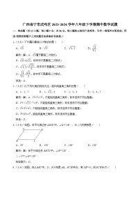 广西南宁市武鸣区2023-2024学年八年级下学期期中考试数学试卷(含解析)