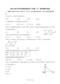 [数学][期末]2023～2024学年河南省洛阳市八年级(下)期末数学试卷(有答案)