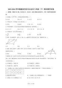 [数学][期末]2023～2024学年福建省龙岩市永定区八年级(下)期末数学试卷(有答案)