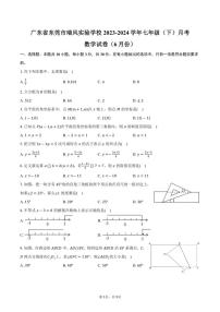 [数学]广东省东莞市沙田镇瑞风实验学校2023～2024学年七年级(下)6月月考数学试卷(有答案)