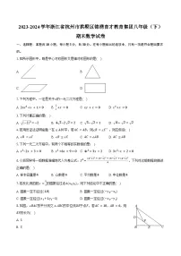 2023-2024学年浙江省杭州市拱墅区锦绣育才教育集团八年级（下）期末数学试卷（含答案）