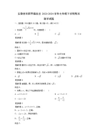 [数学][期末]安徽省阜阳市临泉县2023-2024学年七年级下学期期末试题(解析版)