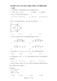 陕西省西安市师大附中2022-2023学年八年级下学期3月月考数学试卷