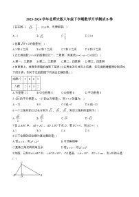 北师大版2023-2024学年八年级下学期数学开学测试B卷(含解析)