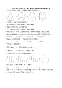 北师大版2023-2024学年七年级下学期数学开学测试B卷(含答案)