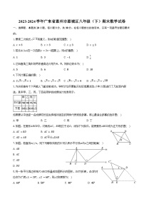 2023-2024学年广东省惠州市惠城区八年级（下）期末数学试卷（含解析）