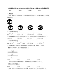 江苏省苏州市吴江区2023-2024学年七年级下学期4月月考数学试卷(含答案)